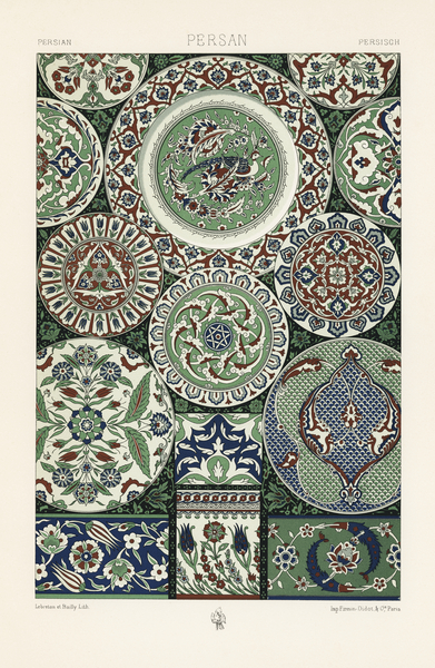 18th Century pattern Lornement Polychrome 1888 by Albert Racinet 1825-1893. 1888 edition. by IStockHistory com