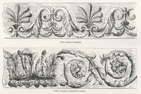 Greek-Roman motifs.  1888 edition Lornement Polychrome by Albert Racine 1825–1893. by IStockHistory com