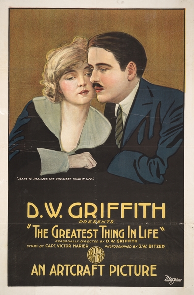 D. W. Griffith presents The greatest thing in life 1918 Morgan Lithograph Poster by IStockHistory com