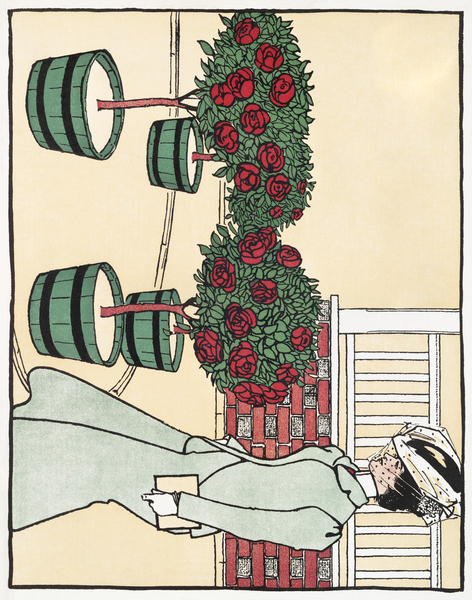 Woman in rose garden 1896  by Edward Penfield by IStockHistory com