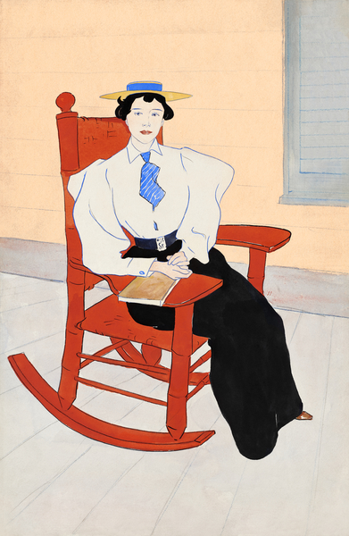 Young Woman Seated in a Red Rocking Chair ca. 1895-1900 by Edward Penfield by IStockHistory com