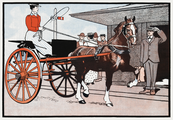 Woman in a horse carriage ca. 1890-1907  by Edward Penfield by IStockHistory com