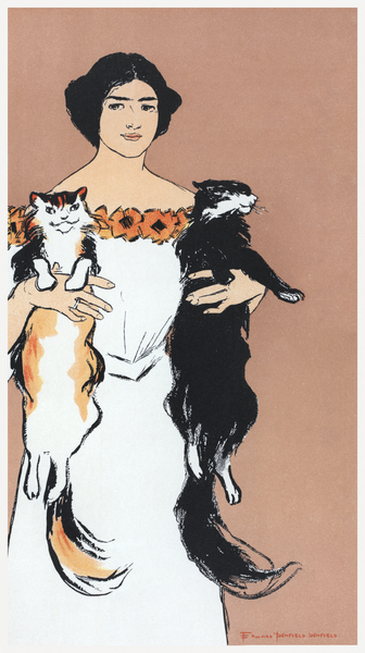 Woman holding cats 1898 by Edward Penfield by IStockHistory com