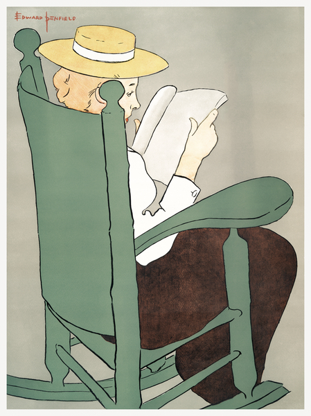 Woman reading in a rocking chair 1899 by Edward Penfield by IStockHistory com