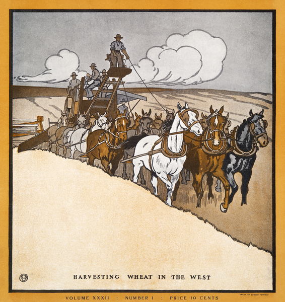 Harvesting Wheat in the West 1903  by Edward Penfield by IStockHistory com