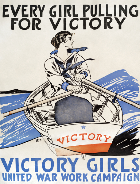Every Girl Pulling for Victory Victory Girls United War Work Campaign 1918 by Edward Penfield by IStockHistory com