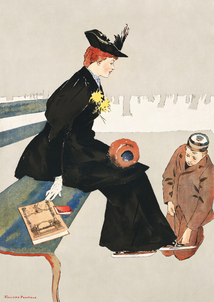 Woman sitting on a bench 1894 by Edward Penfield by IStockHistory com