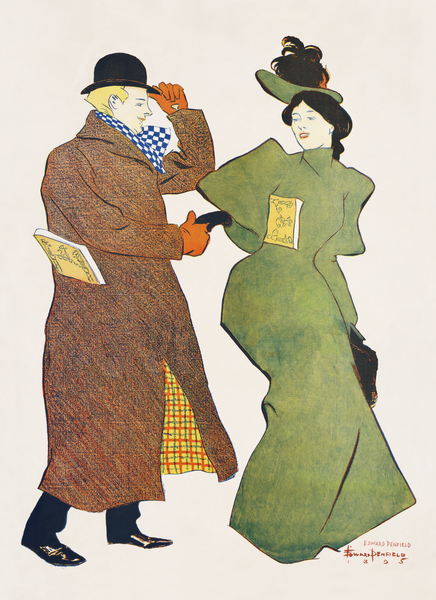 Man and woman shaking hands 1895 by Edward Penfield by IStockHistory com
