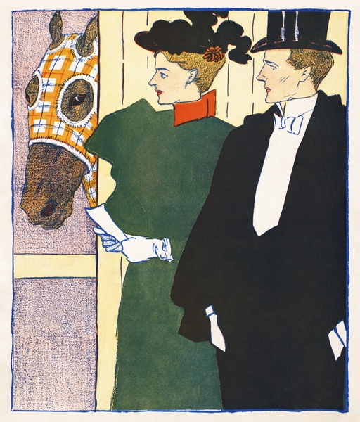 Woman holding a horse racing ticket 1895 by Edward Penfield by IStockHistory com