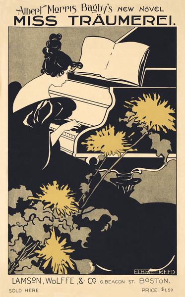 Miss Traumerei 1895 vintage poster of a woman playing piano in art nouveau style by Ethel Reed.  by IStockHistory com