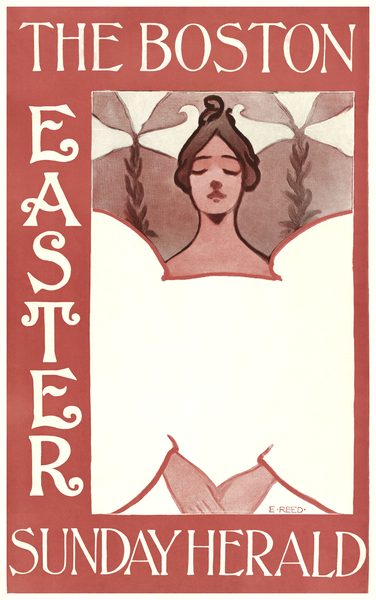 The Boston Easter Sunday Herald 1890–1900 vintage poster of a woman by Ethel Reed. by IStockHistory com