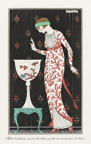 Costumes Parisiens: Grande robe du soir from Journal des Dames et des Modes 1913 fashion illustration  by George Barbier.  by IStockHistory com