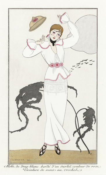Costumes Parisiens no.21: Robe de drap blanc from Journal des Dames et des Modes 1912 fashion illustration by George Barbier.  by IStockHistory com