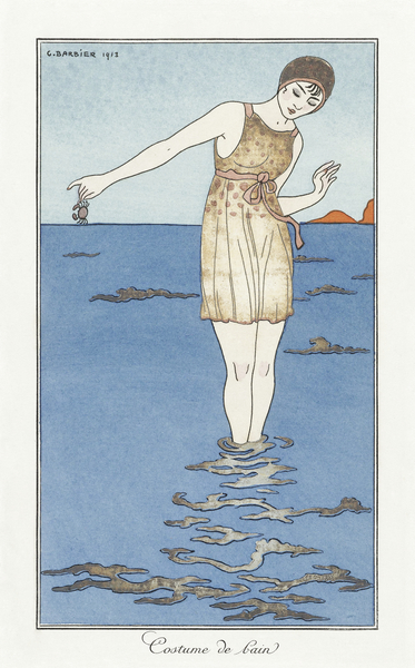 Costumes Parisiens: Costume de bain 1913 fashion illustration  by George Barbier.  by IStockHistory com