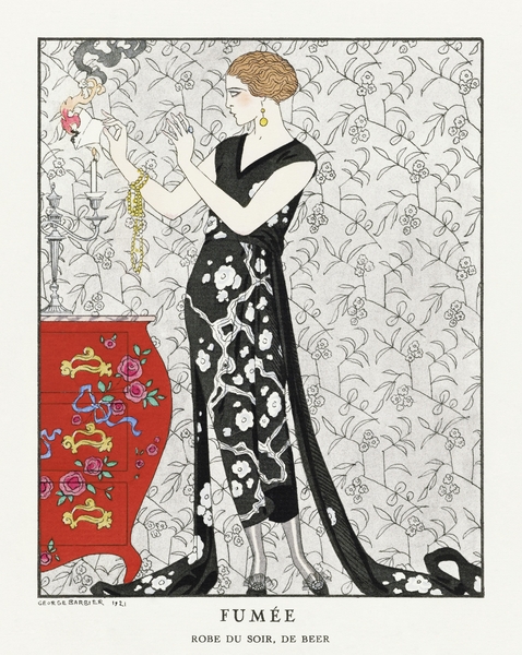 Fum&eacutee: Robe du soir de Beer 1921 fashion illustration  by George Barbier.  by IStockHistory com