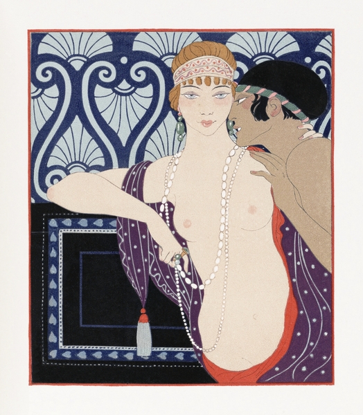 Les Trois Beautes de Mnasidika 1922 fashion illustration by George Barbier. by IStockHistory com