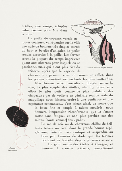 Atours simples: dameshoeden 1915 fashion illustration  by George Barbier.  by IStockHistory com