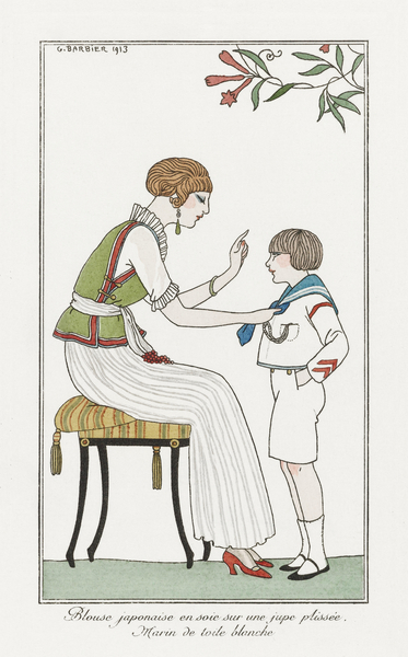 Costumes Parisiens 1913 fashion illustration  by George Barbier.  by IStockHistory com