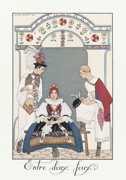 Entre deux feux 1923 fashion illustration  by George Barbier.  by IStockHistory com
