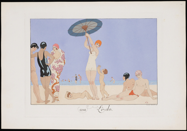 Au Lido Plate no. 14 1920 fashion illustration  by George Barbier. by IStockHistory com