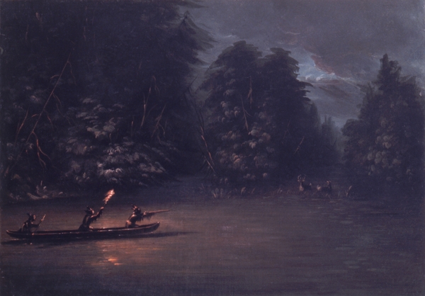 Deer Hunting By Torchlight In Bark Canoes 1846-1848 by IStockHistory com