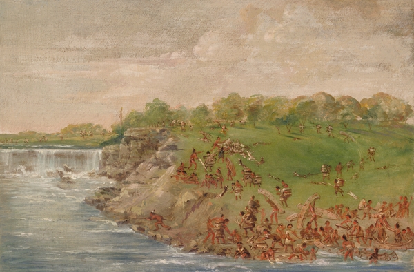 Ojibwa Portaging Around The Falls Of St. Anthony 1835-1836 by IStockHistory com