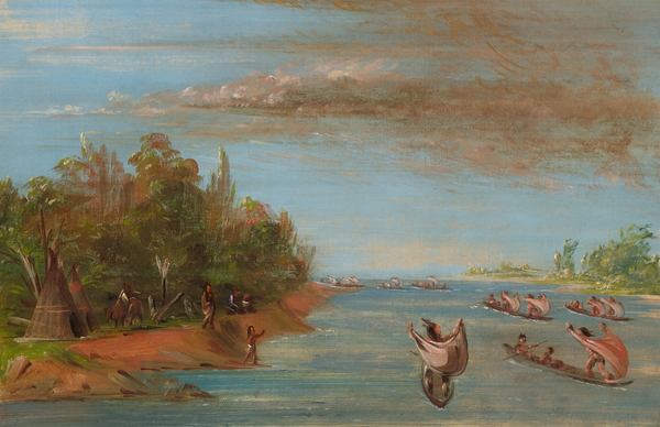 Sac And Fox Sailing In Canoes 1837-1839 by IStockHistory com