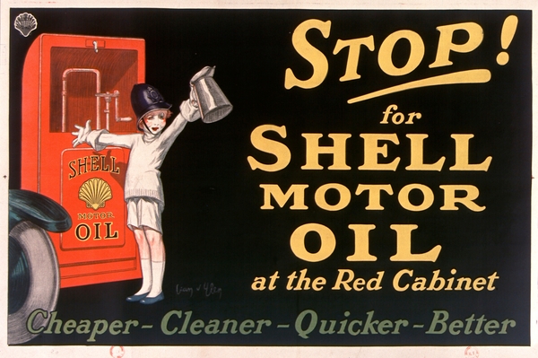 Stop! for Shell motor oil at the Red Cabinet 1926 by Jean dYlen Poster by IStockHistory com