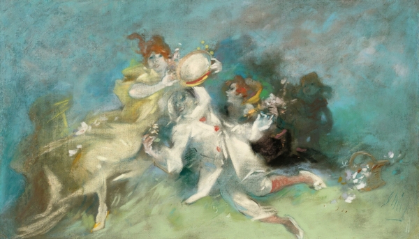 Pierrot and Columbine Figurative Poster by Jules Chéret by IStockHistory com