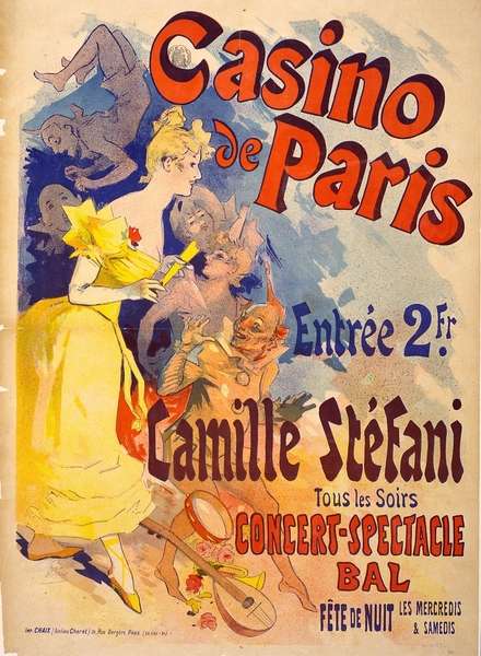 Casino of Paris. Camille Stéfani. Concert-spectacle bal 1836-1932 Poster by Jules Chéret by IStockHistory com