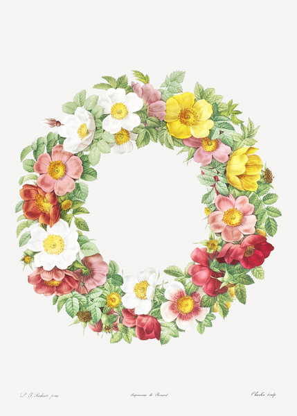 Vintage floral wreath rose decoration by IStockHistory com