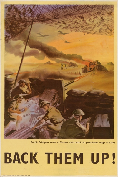 British Field-Guns Smash a German Tank Attack at Point-Blank Range in Libya – Back Them Up! by IStockHistory com
