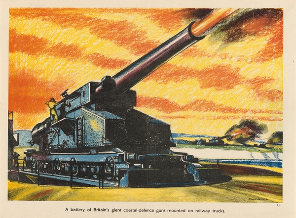 A Battery of Britain’s Giant Coastal-Defence Guns Mounted on Railway Trucks by IStockHistory com