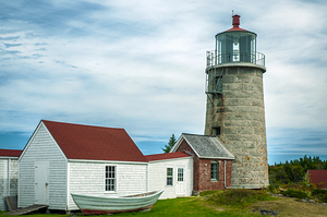 Monhegan Island Lighthouse on Overcast Day in Midcoast Maine