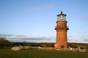 Gay Head Aquinnah Lighthouse on Hilltop on Marthas Vineyard in Massachusetts