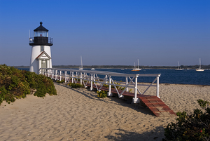 Walkway at Brant Point Light Overlooking Nantucket Harbor in Massachusetts