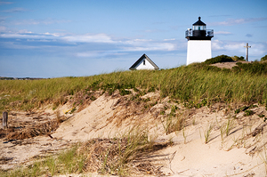 Long Point Lighthouse By Sand Dune on Tip of Cape Cod in Massachusetts