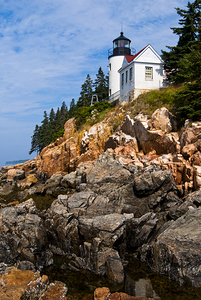 Bass Harbor Light Over Rocky Cliffs at Acadia National Park in Maine