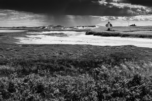 Storm Clouds Approaching Race Point Lighthouse on Cape Cod in Massachusetts - B&W