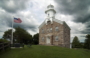 Storm Clouds by Great Captain Island Lighthouse in Connecticut