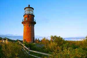 Brick Tower of Aquinnah or Gay Head Lighthouse on Marthas Vineyard in Massachusetts