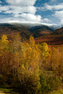  Snow on Mount Washington Amid Fall Foliage in New Hampshire