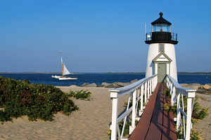 Brant Point Lighthouse Guides Mariners Into Nantucket Harbor in Massachusetts