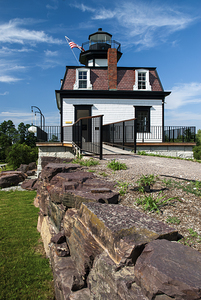  Stone Wall Leads to Colchester Reef Lighthouse in Vermont