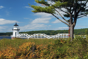 Doubling Point Lighthouse on Kennebec River in Autumn in Maine