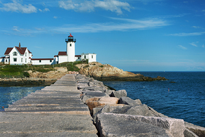 Eastern Point Light View from Half-Mile Breakwater in Gloucester Massachusetts