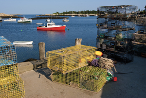 Lobster Boats in Remote Matinicus Harbor in Maine