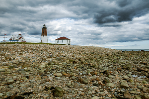 Storm Clouds by Point Judith Lighthouse in Rhode Island