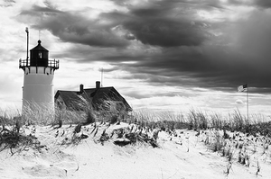 Storm Clouds By Race Point Light on Cape Cod in Massachusetts - B&W