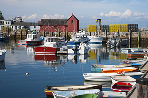 Lobster and Fishing Boats in Rockport Harbor As Motif Number 1 in Massachusetts
